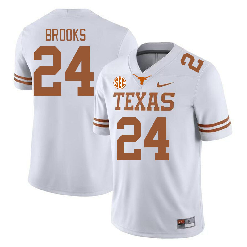 # 24 Jonathon Brooks Texas Longhorns Jerseys Football Stitched-White